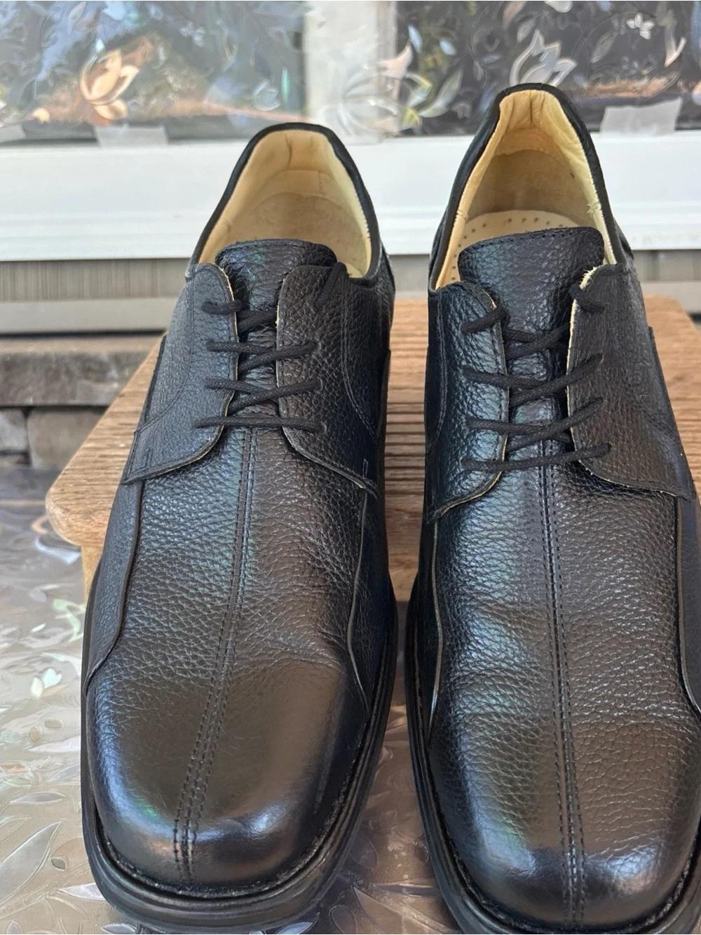 Belvedere Men’s Black Leather Lace-Up Derby Shoes 10 EEE